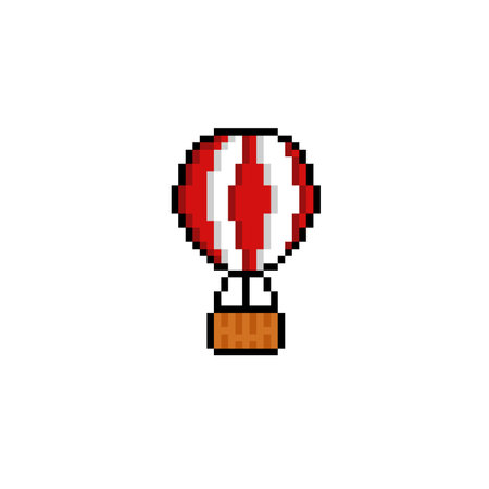 hot air balloon in pixel art styleのイラスト素材