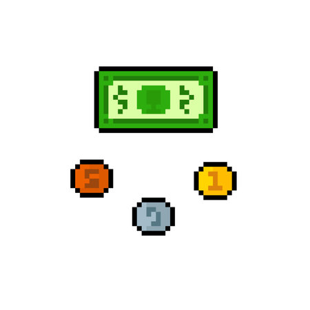 money and coin in pixel art styleのイラスト素材