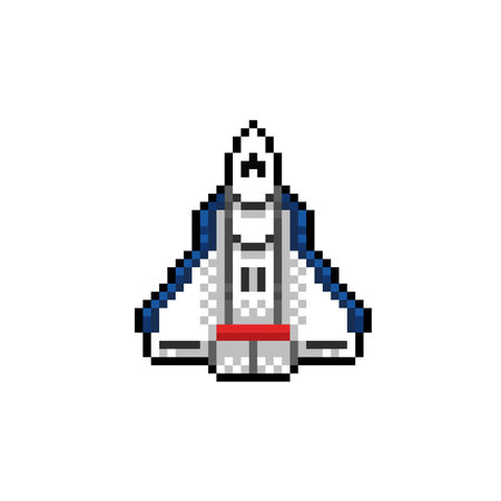spaceship in pixel art styleのイラスト素材