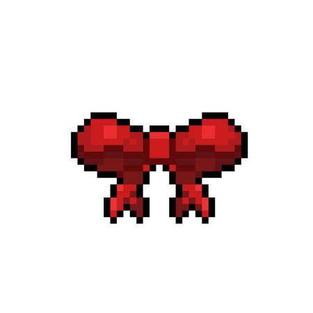 red ribbon in pixel art styleのイラスト素材