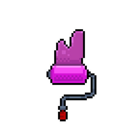 purple paint roller brush in pixel art styleのイラスト素材