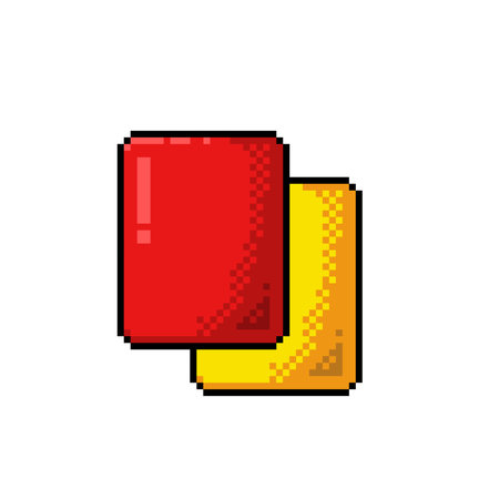 red and yellow card in pixel art styleのイラスト素材