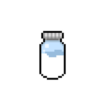 milk bottle in pixel art styleのイラスト素材