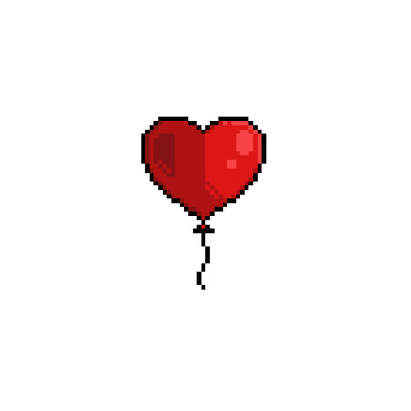 love shape balloon in pixel art styleのイラスト素材
