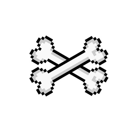 crossed bone in pixel art styleのイラスト素材