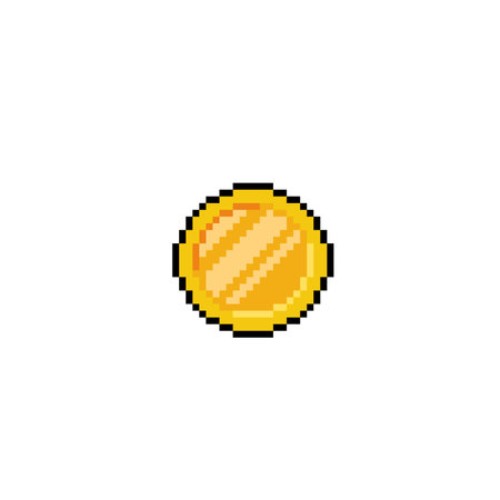gold coin in pixel art styleのイラスト素材
