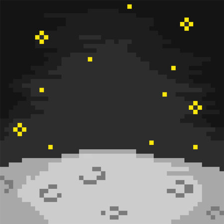moon surface view in pixel art styleのイラスト素材
