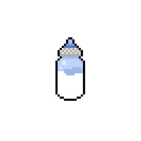 milk bottle with nipple in pixel art styleのイラスト素材