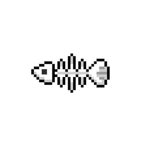 fish bone in pixel art styleのイラスト素材