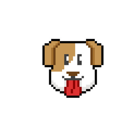 dog head in pixel art styleのイラスト素材