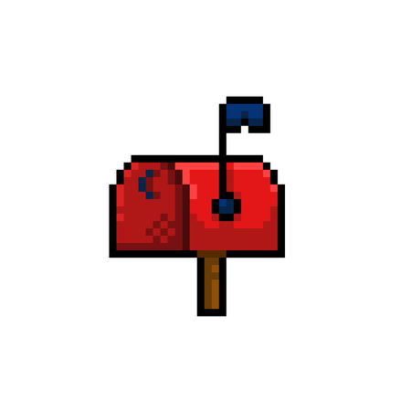 red mail post in pixel art styleのイラスト素材