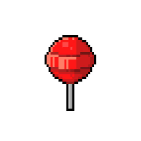red lollipop in pixel art styleのイラスト素材