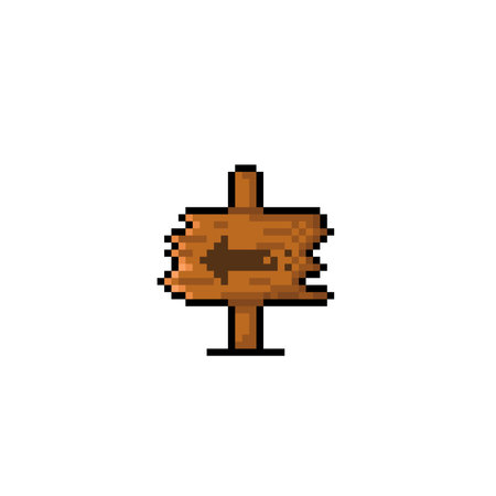 wooden post sign in pixel art styleのイラスト素材
