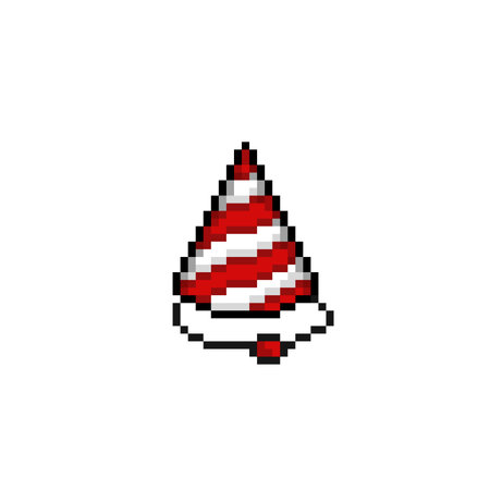 party hat in pixel art styleのイラスト素材