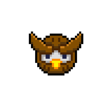 owl head in pixel art styleのイラスト素材