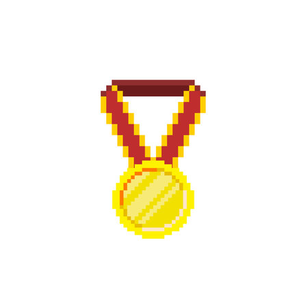 golden medal in pixel art styleのイラスト素材