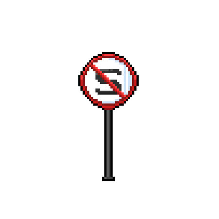 prohibited stop sign in pixel art styleのイラスト素材