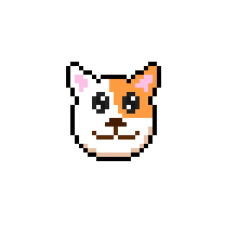 dog head in pixel art styleのイラスト素材