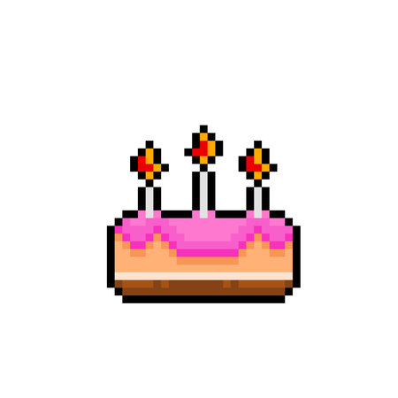 party cake with candles in pixel art styleのイラスト素材
