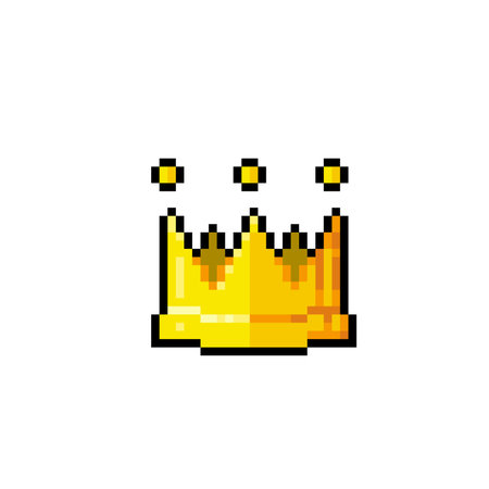 golden crown in pixel art styleのイラスト素材