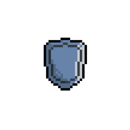 iron shield in pixel art styleのイラスト素材