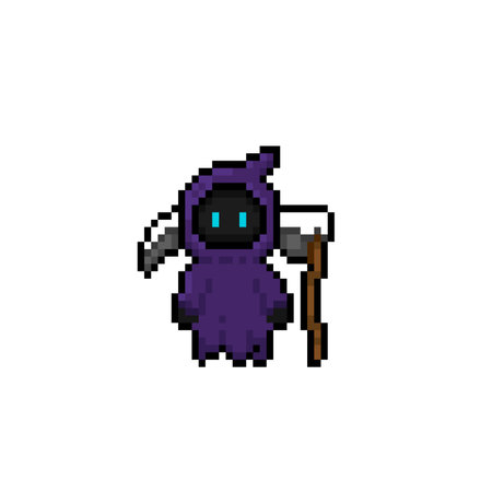 cute angel of death with death scythe in pixel art styleのイラスト素材