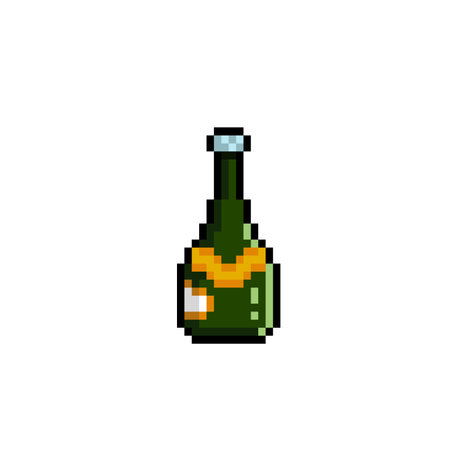 wine bottle in pixel art styleのイラスト素材
