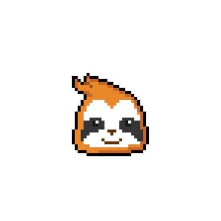 sloth head in pixel art styleのイラスト素材