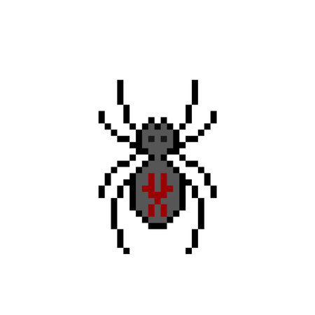 black spider in pixel art styleのイラスト素材