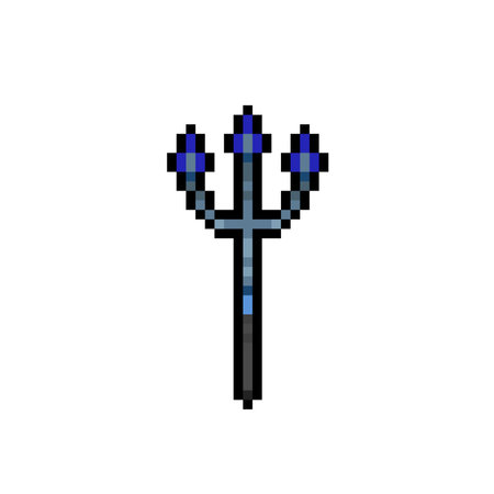 trident spear in pixel art styleのイラスト素材