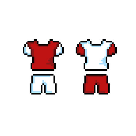 red and white jersey in pixel art styleのイラスト素材