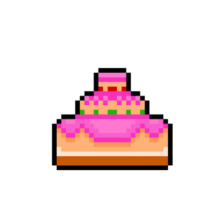 party cake in pixel art styleのイラスト素材