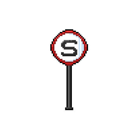 stop sign in pixel art styleのイラスト素材