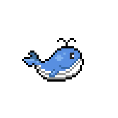 cute whale in pixel art styleのイラスト素材