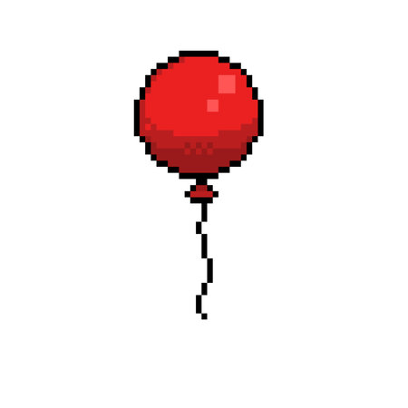 red balloon in pixel art styleのイラスト素材