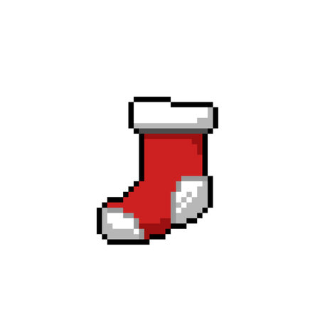 red sock in pixel art styleのイラスト素材