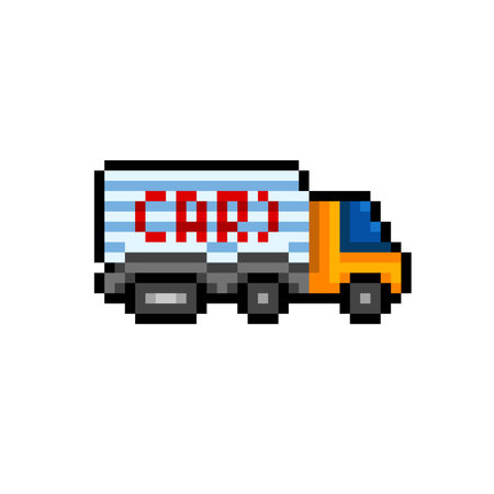 cargo truck in pixel art styleのイラスト素材