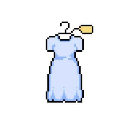 white dress with price tag in pixel art styleのイラスト素材