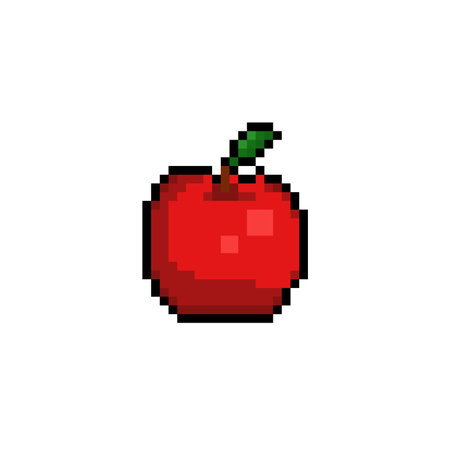 red apple in pixel art styleのイラスト素材
