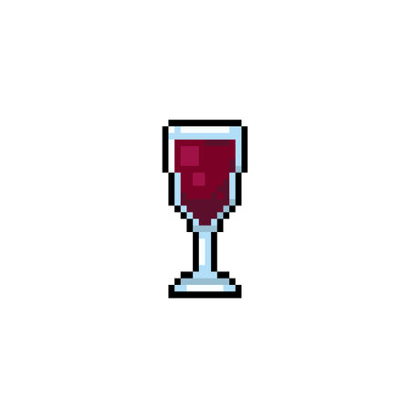 wine glass in pixel art styleのイラスト素材
