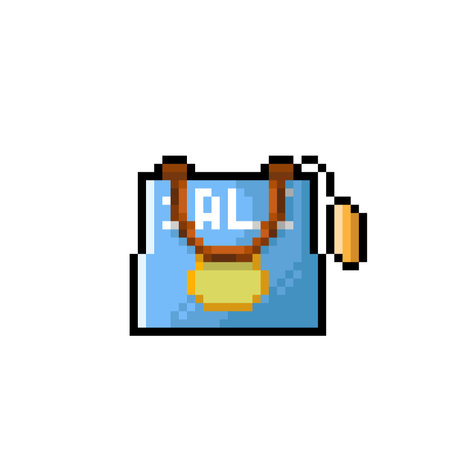 blue shopping bag with price tag in pixel art styleのイラスト素材
