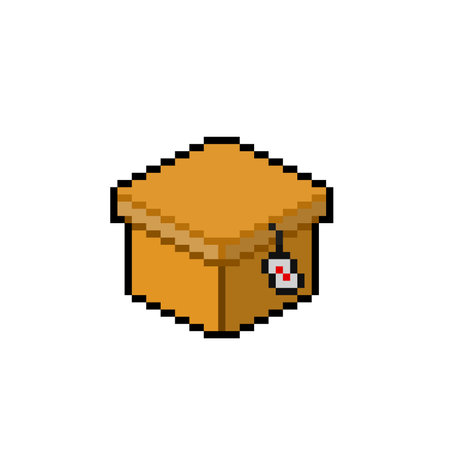 carboard box in pixel art styleのイラスト素材