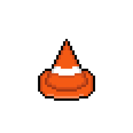 street cone in pixel art styleのイラスト素材