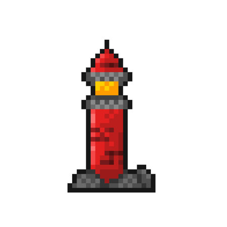 pixel art lighthouse isolated on white background. vector illustration. eps 10のイラスト素材