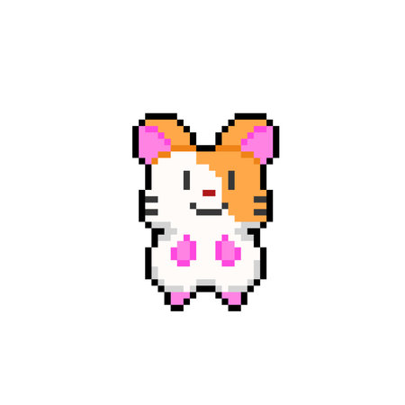 Cute pixel art hamster isolated on white background. Vector illustration.のイラスト素材