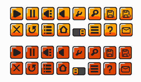 set of game user interface icons for web and mobile design. vector illustration.のイラスト素材
