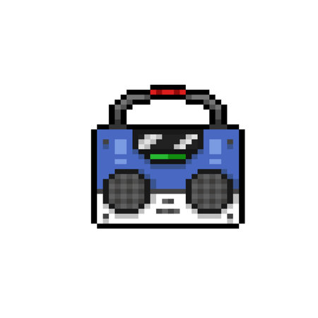 Retro cassette player pixel art. 80s-90s style.のイラスト素材