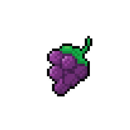 Grapes pixel art. Isolated on white background. Vector illustration.のイラスト素材