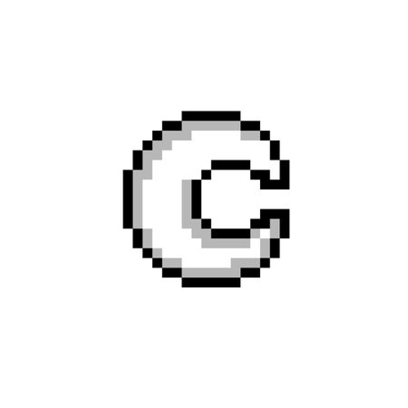 crescent moon pixel art logo. crescent moon in 8 bit style.のイラスト素材