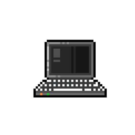Pixel art laptop icon. Vector illustration isolated on a white background.のイラスト素材